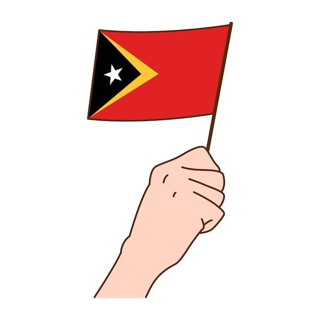 Vector ilustración de la bandera nacional de timor oriental con la mano ilustración vectorial de estilo dibujado a mano