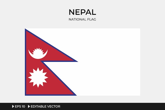 Ilustración Bandera de Nepal vector editable en fondo gris aislado