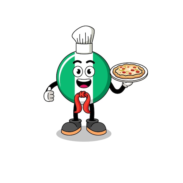 Ilustración de la bandera de nigeria como chef italiano