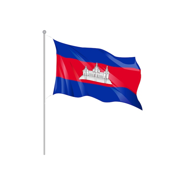 Ilustración de la bandera ondulada del país de Camboya Vol 01