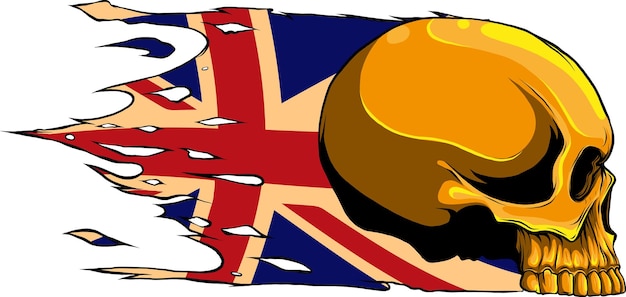 Ilustración de la bandera del Reino Unido con calavera