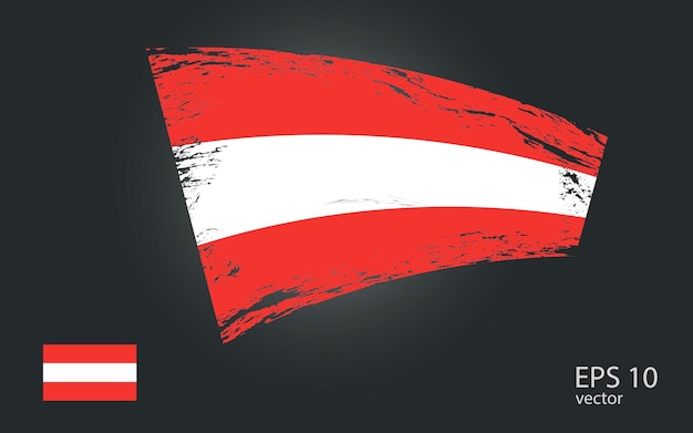 Ilustración de la bandera vectorial de Austria Visión del rastro de trazos de pintura de pincel con bandera vectoral plana
