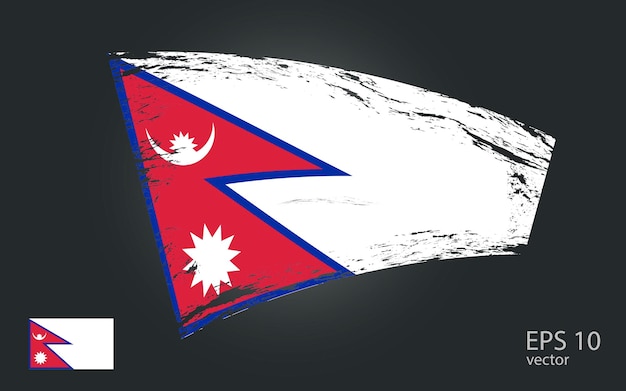 Ilustración de la bandera vectorial de Nepal Visión del rastro de trazos de pintura con pincel