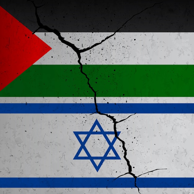 Ilustración de banderas de israel palestina degradado