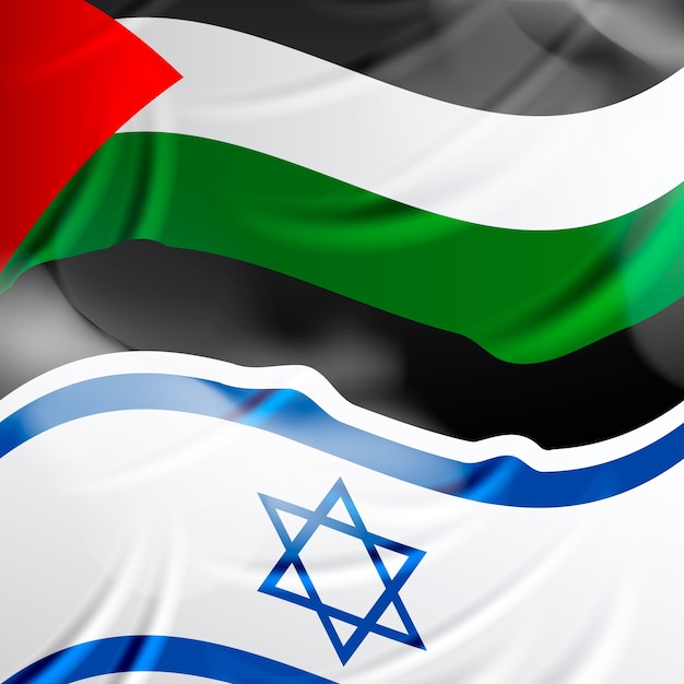 Ilustración de banderas de israel palestina degradado