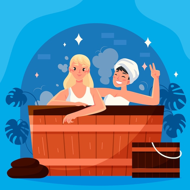 Vector ilustración de bañera de hidromasaje spa