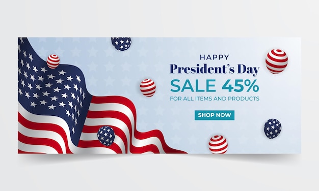 Ilustración de banner del 21 de febrero del Día de los Presidentes de EE. UU. Sobre diseño de fondo decorativo