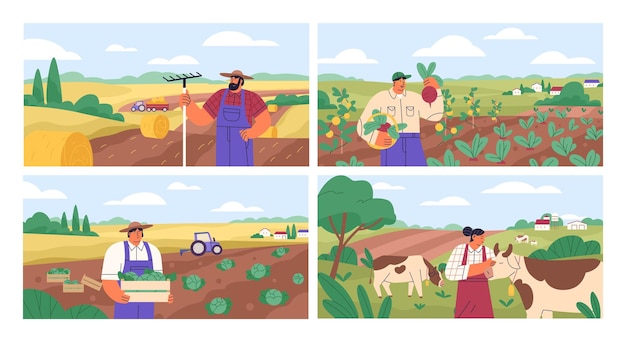 Vector ilustración de banner de agricultores