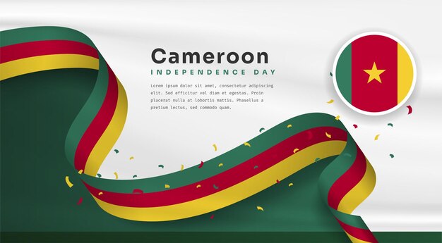 Ilustración de banner de celebración del día de la independencia de Camerún con espacio de texto Ilustración vectorial