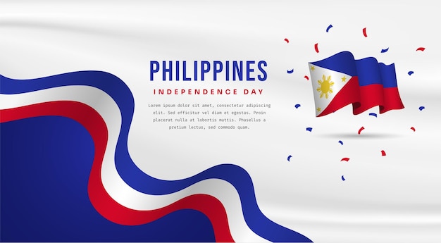 Ilustración de banner de celebración del día de la independencia de filipinas con espacio de texto ilustración vectorial