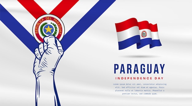 Ilustración de banner de celebración del día de la independencia de Paraguay con espacio de texto Ilustración vectorial