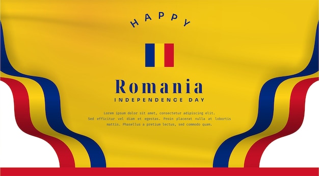 Ilustración de banner de celebración del día de la independencia de Rumania con espacio de texto Ilustración vectorial