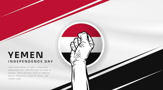 Ilustración de banner de la celebración del día de la independencia de Yemen con espacio de texto Ilustración vectorial