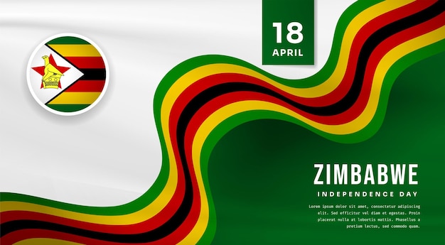 Ilustración de banner de celebración del día de la independencia de Zimbabue con espacio de texto Ilustración vectorial