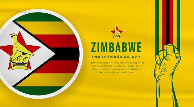 Ilustración de banner de celebración del día de la independencia de Zimbabue con espacio de texto Ilustración vectorial