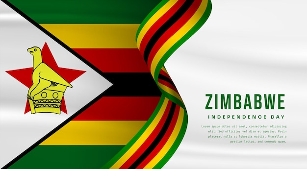 Ilustración de banner de celebración del día de la independencia de Zimbabue con espacio de texto Ilustración vectorial