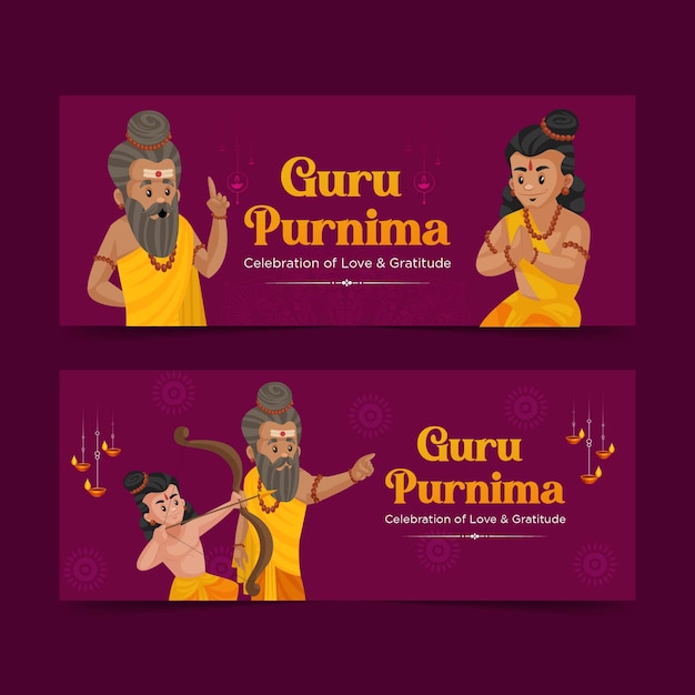 Ilustración de banner creativo para el día de celebración en honor a guru purnima