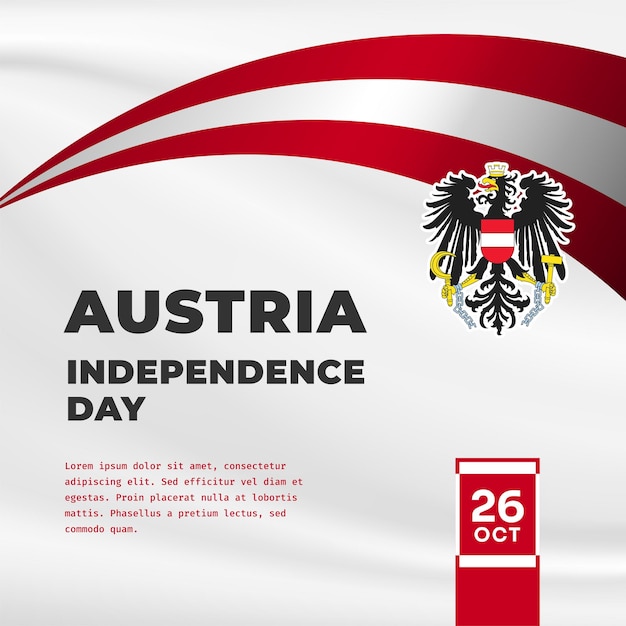 Ilustración de banner cuadrado de la celebración del día de la independencia de Austria Bandera ondeante y manos apretadas Ilustración vectorial