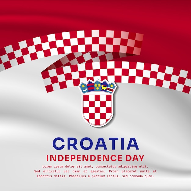 Ilustración de banner cuadrado de la celebración del día de la independencia de Croacia Bandera ondeante y manos apretadas Ilustración vectorial