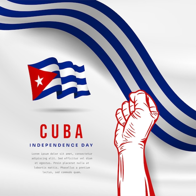 Ilustración de banner cuadrado de la celebración del día de la independencia de Cuba con espacio de texto Ilustración vectorial