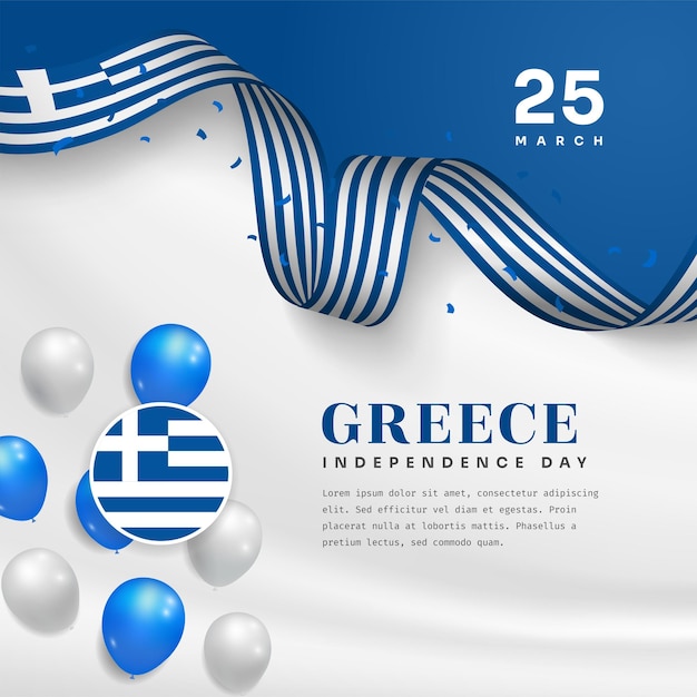 Ilustración de banner cuadrado de la celebración del día de la independencia de Grecia con espacio de texto Ilustración vectorial