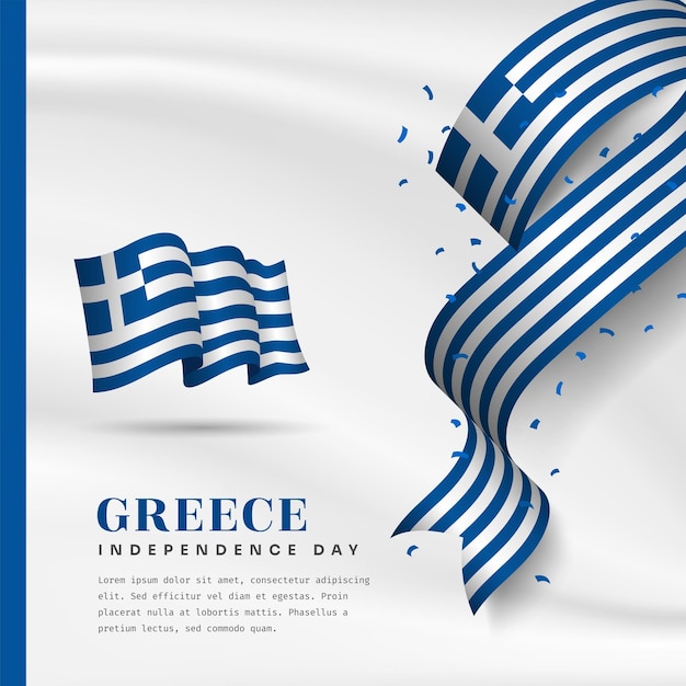 Ilustración de banner cuadrado de la celebración del día de la independencia de Grecia con espacio de texto Ilustración vectorial