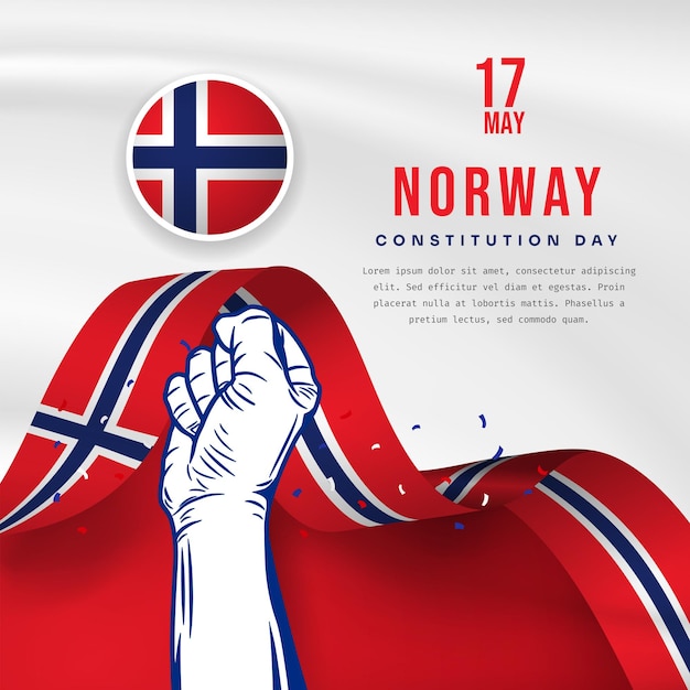 Ilustración de banner cuadrado de la celebración del día de la independencia de Noruega con espacio de texto Ilustración vectorial