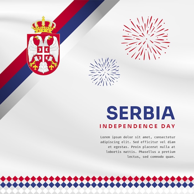 Ilustración de Banner cuadrado de la celebración del día de la independencia de Serbia con espacio de texto Ilustración vectorial