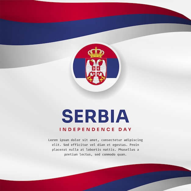 Ilustración de Banner cuadrado de la celebración del día de la independencia de Serbia con espacio de texto Ilustración vectorial