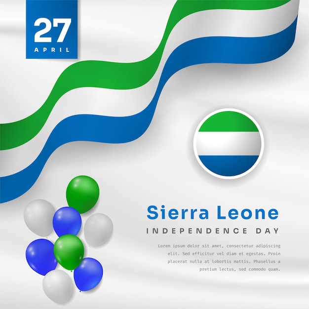 Ilustración de Banner cuadrado de la celebración del día de la independencia de Sierra Leona con espacio de texto Ilustración vectorial