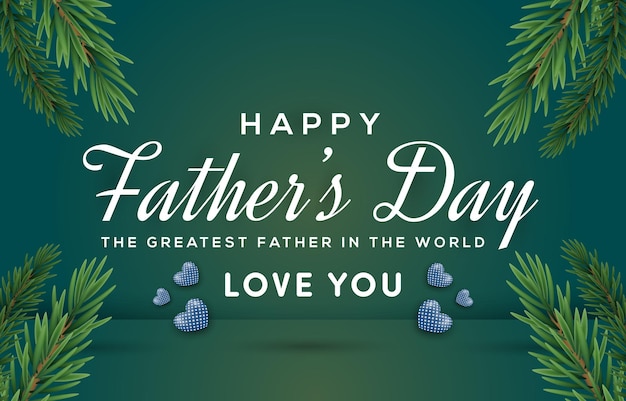 Ilustración de banner elegante feliz día del padre con diseño de fondo degradado verde oscuro abstracto