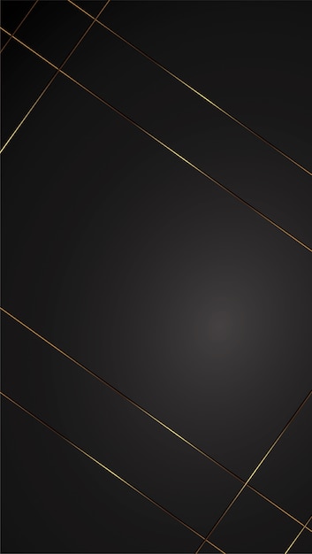 Ilustración de banner de fondo de lujo negro con degradado negro de art deco de tira de oro