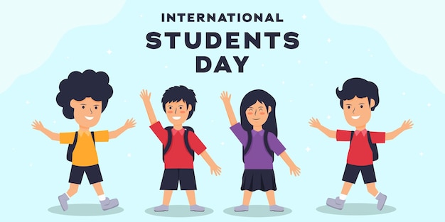 Ilustración de banner horizontal del día internacional del estudiante