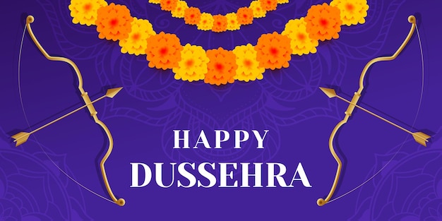 Ilustración de banner horizontal feliz dussehra