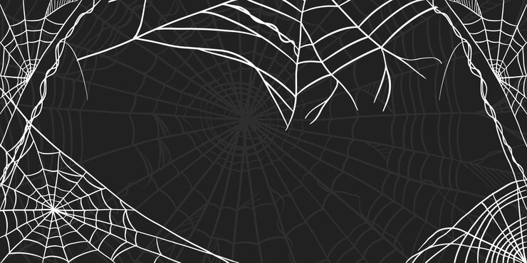 Vector ilustración de banner horizontal de telaraña en estilo de diseño plano