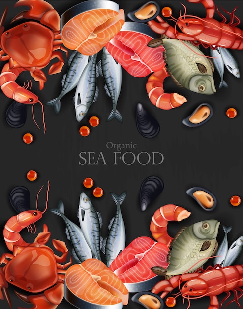 Vector ilustración de banner de mariscos