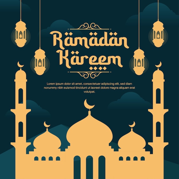 ilustración de banner de ramadán en diseño plano