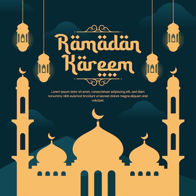 Ilustración de banner de ramadán en diseño plano