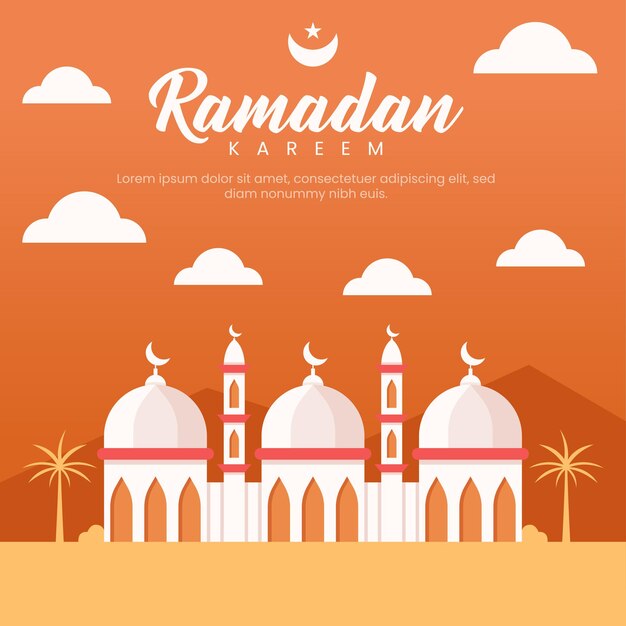 ilustración de banner de ramadán en diseño plano