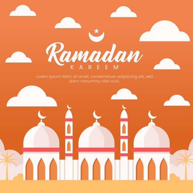 Vector ilustración de banner de ramadán en diseño plano