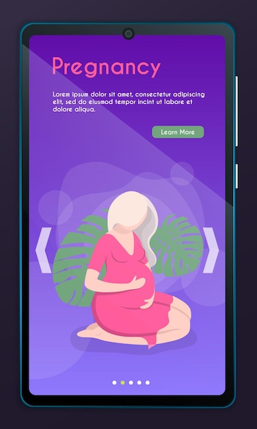 Ilustración de banner de vector de personaje femenino de mujer embarazada