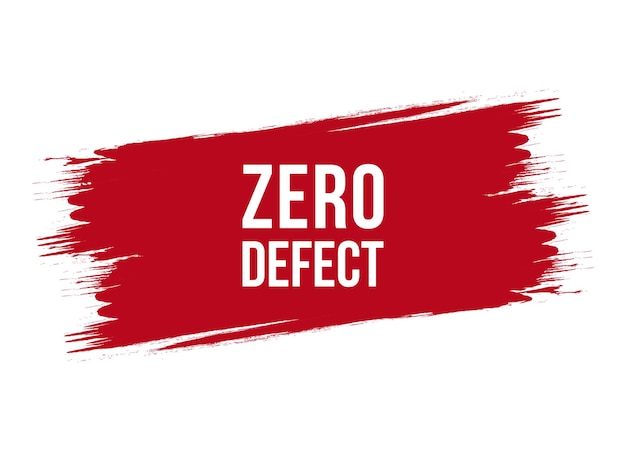 Ilustración de banner vectorial rojo de defecto cero de estilo pincel aislado sobre fondo blanco