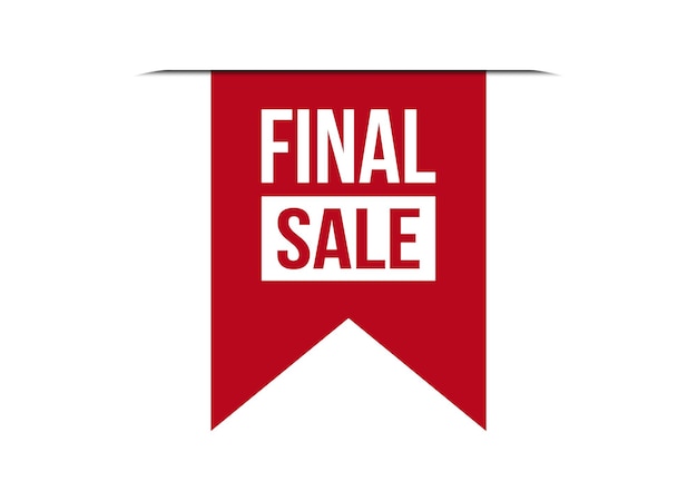 Ilustración de banner vectorial rojo de venta final aislada sobre fondo blanco