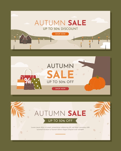 Ilustración de banner de venta de otoño