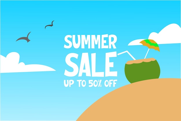 Ilustración de banner de venta de verano coloreado