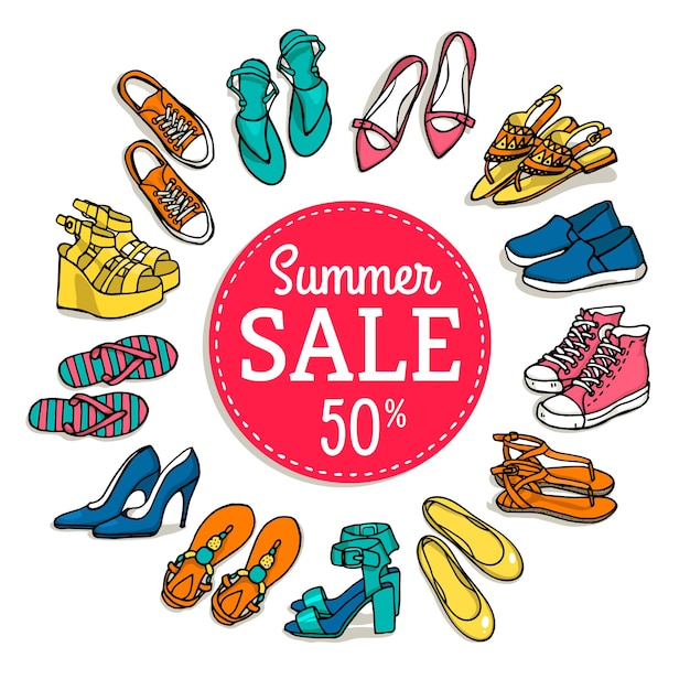 Vector ilustración de banner de venta de zapatos de mujer