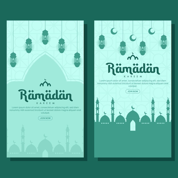 ilustración de banner vertical de ramadán en diseño plano