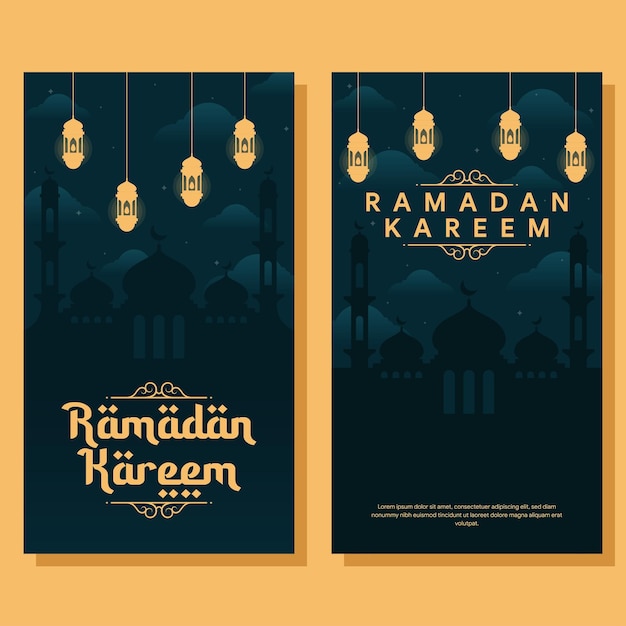 Ilustración de banner vertical de ramadán en diseño plano