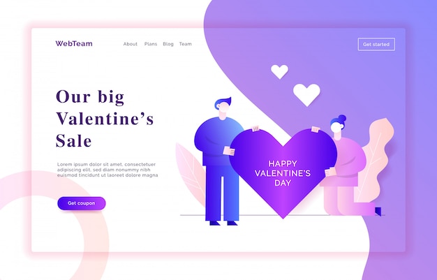 Ilustración de banner de web de san valentín