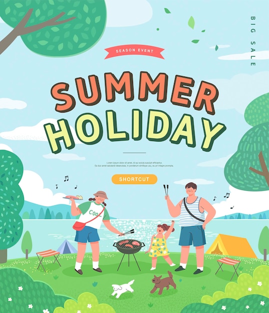 Ilustración de banner web de vacaciones de verano.